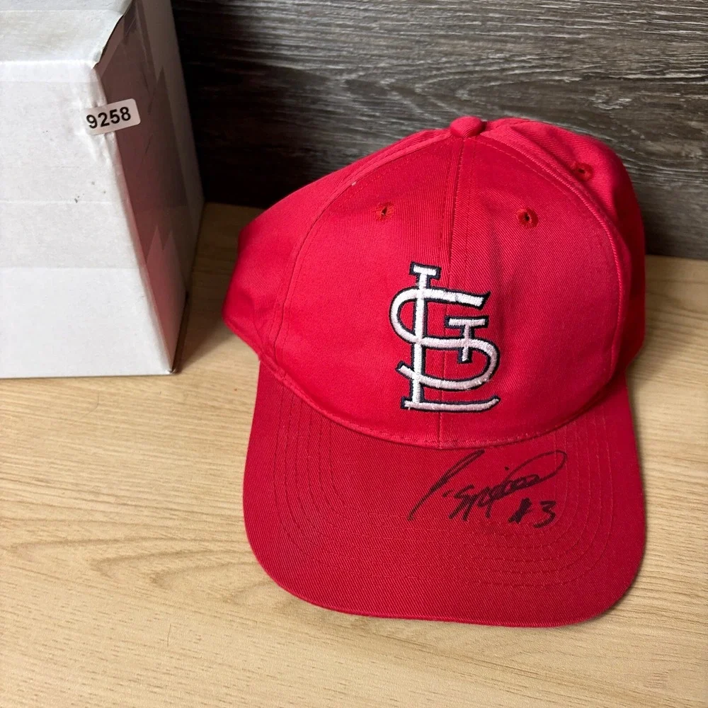 Vintage St Louis Cardinals Hat Cap Snap Back Red MLB Baseball Autographed